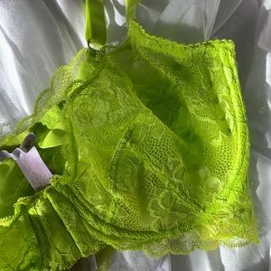 SAVAGEXFENTY lime green lace bra.